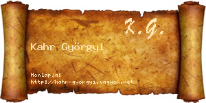 Kahr Györgyi névjegykártya